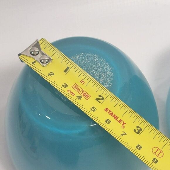 2 Light Blue 3.75" Glass Votive Tea Light Candle Holders Chunky - Picture 7 of 10